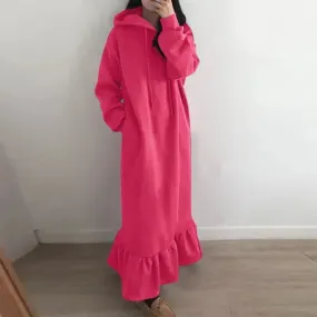 Berneen - Neues, modisches, lssiges Maxikleid mit Kapuzenpullover