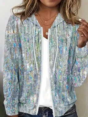 Farbenfroher Canvas-Kapuzenpullover mit Reiverschluss und Allover-Print-Design